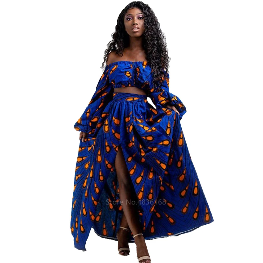 African Dresses For Women Autumn 2piece Set Lady Full Sleeve Shoulder