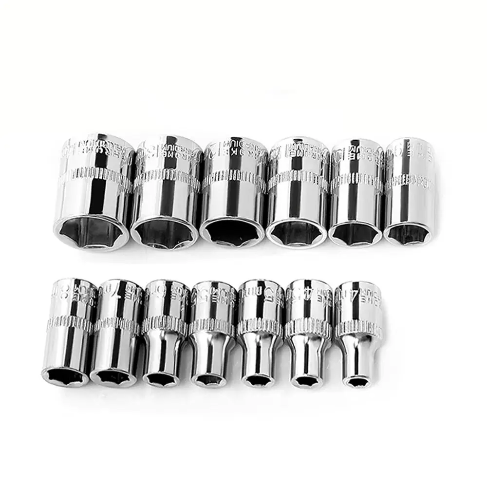 1 Stück neu für Ratschen drehmoments chl üssel Sechs kant buchse 1/4 "6,35mm Kopf Handwerkzeug metrische Schlüssel hülse 4-14mm Doppel end antriebs buchse – Detail 7