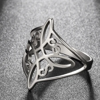 Witch Knot Stainless Steel Ring Wiccan Cross Celtics Knot Women Men Rings Witchcraft Good Luck Protection Amulet Birthday Gifts 1