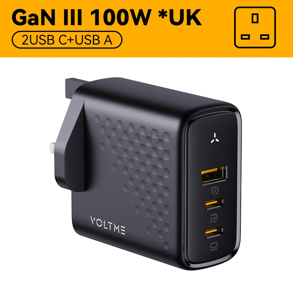 100W UK Plug Black