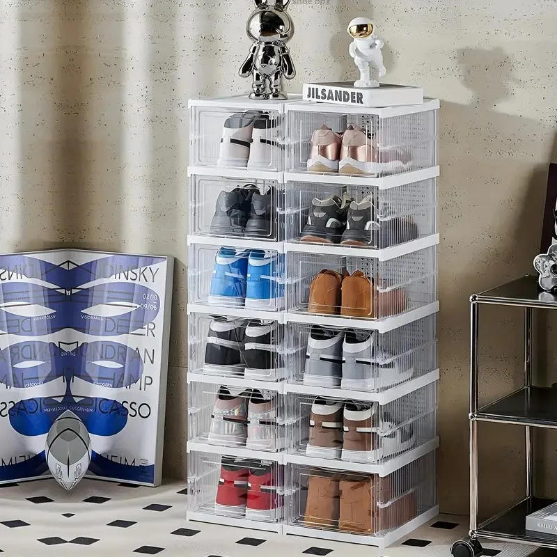 3/6 Stable Shoe Box, Easy to Assemble Portable Shoe Cabinet, Stackable Shoe Rack Organizer, Acrylic Shoe Boxes 4