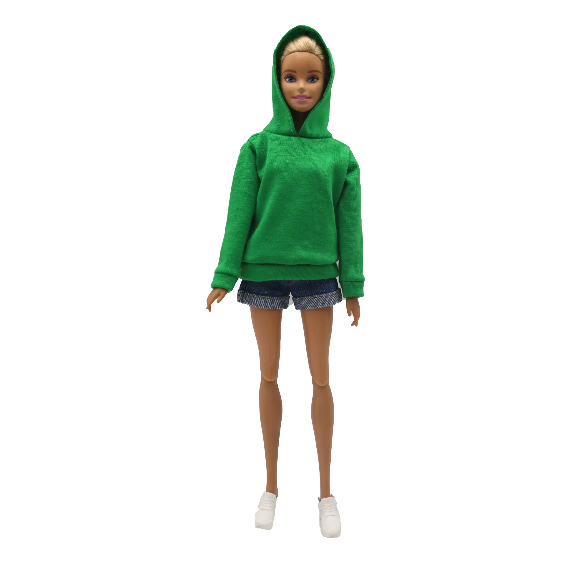 Stylish Hooded Sweater and Denim Shorts Set