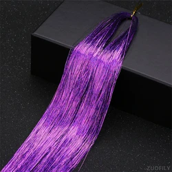 Sparkle Shiny Rainbow Hair Tinsel Strands for Braiding with Glitter Decor (Deep purple)