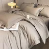 1000TC Egyptian Cotton Premium Solid Color Bedding Set Ultra Soft Comfortable Duvet Cover Elastic Fitted Sheet Pillowcases 4Pcs 3