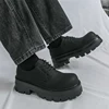 Men Harajuku Korean Man Leather Couple Shoes Streetwear Fashion Casual Thick Platform Metal Leather Wedding Men Loafers Shoes
