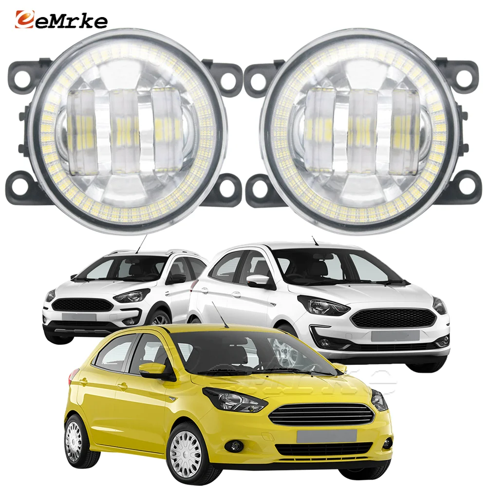 2X Led Angel Eyes Halo Drl Apertura Per Ford Figo Ka Ka + Ka Plus Active Freestyle 2014-2022 Fendinebbia Assemblaggio Accessori Auto