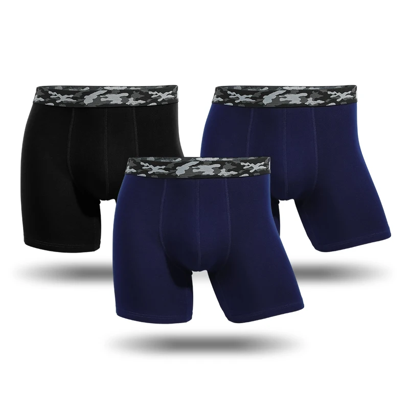 3PCS/Lot Men's Extended Sports Underwear Boxer Shorts Wear-resistant Leg Running Plus Size Cotton Training Loose Fat Boyshort