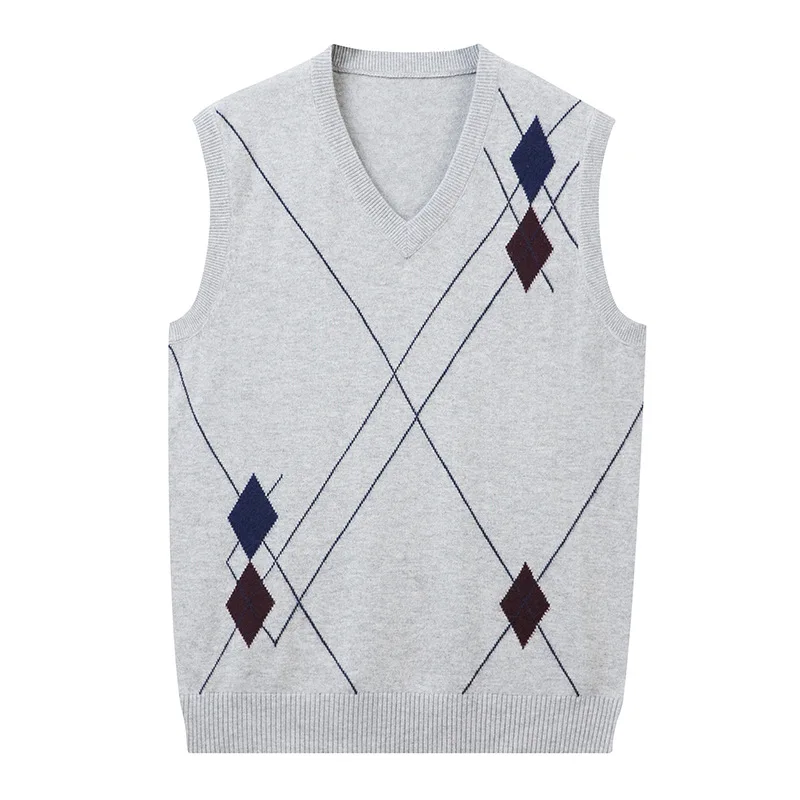 Description Picture 3 of itemKorean Fashion Men's Wool Knitted Casua Vest V-neck Slim Fit Sleeveless Business Waistcoat  Wool Vest Plus Size 3XL