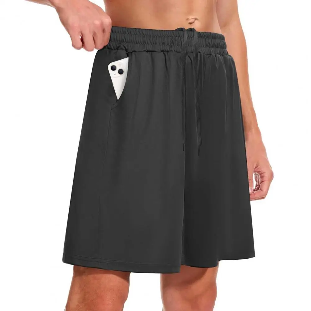 Men Running Shorts Men Versatile Shorts Men's Summer Beach Shorts with Elastic Waistband Pockets for Fitness Running Solid Color