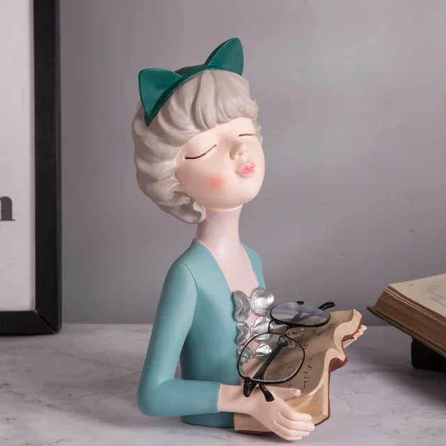 Statue de fille moderne et charmante, Figurine en résine, un accent de décoration élégant pour votre maison, le salon, la décoration de la pièce et du bureau, 1 pièce 5
