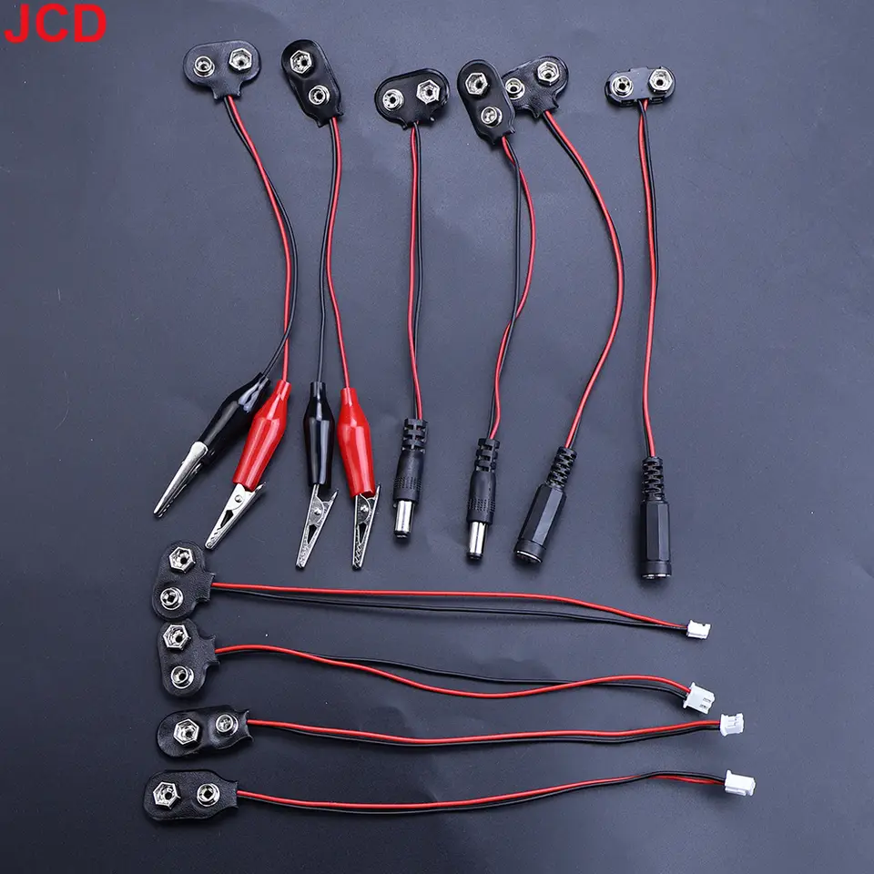 5pc 9V Battery Connector Power Clips DC Jack Male Female Alligator Snap Adapter Wire Holder Cable 9 Volt Lead Socket Plug Barrel image 5