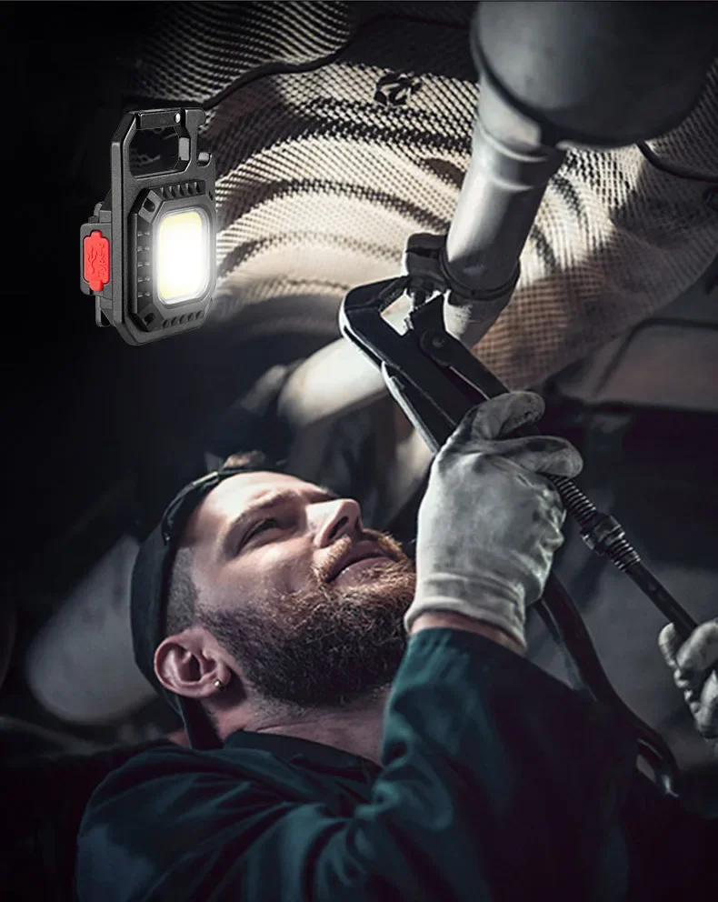 Portable Mini LED Flashlight USB C Rechargeable Keychain Light Multifunctional Work Light Outdoor Camping Lantern Fishing Torch