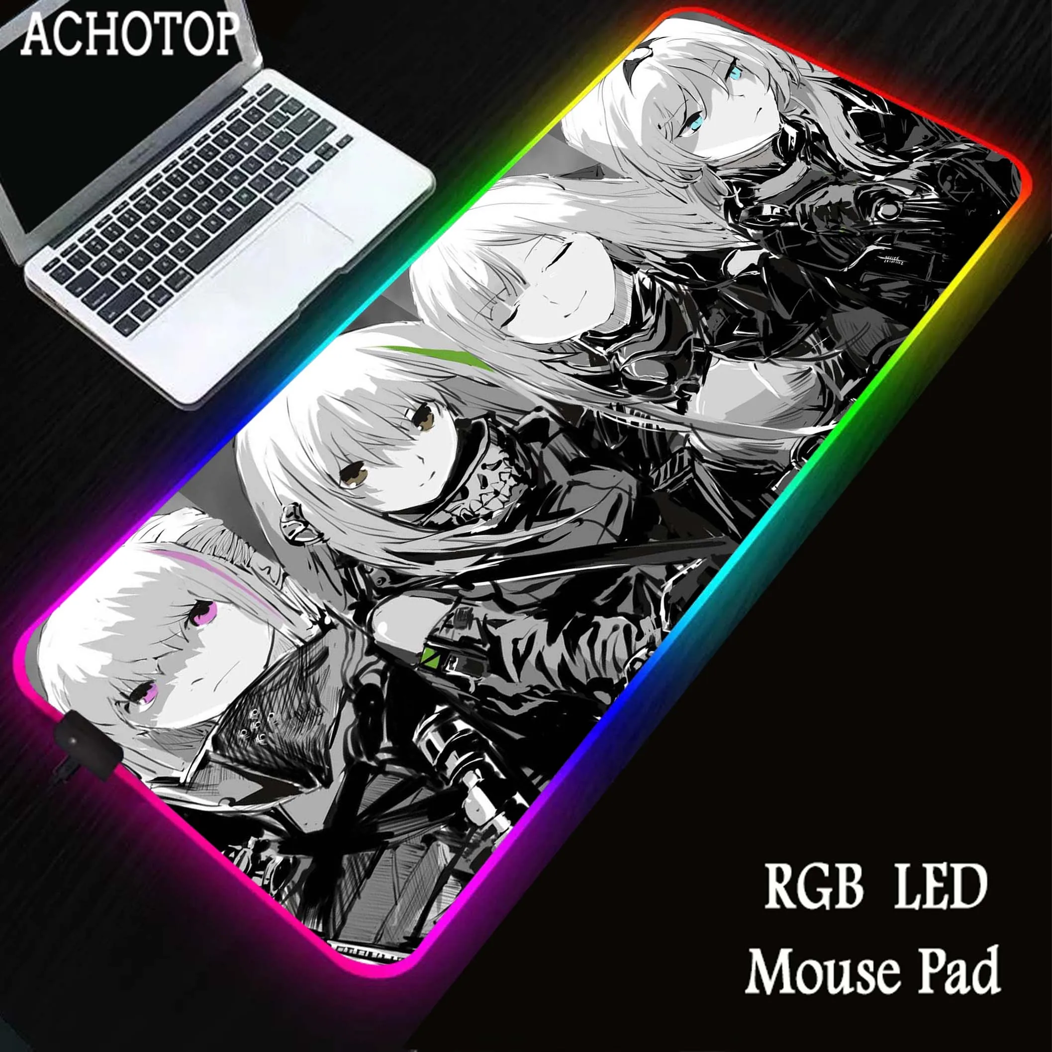 

Kawaii Girl Gaming Mousepad Gamer Speed Accessories Keyboard Pads Genshin Impact Computer Mouse Pad RGB LED Mouse Mat XXL 90x40