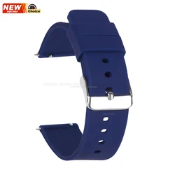 Gold Colorful Silicone Strap Universal Waterproof Wristband - 22mm (Navy Blue Silver)