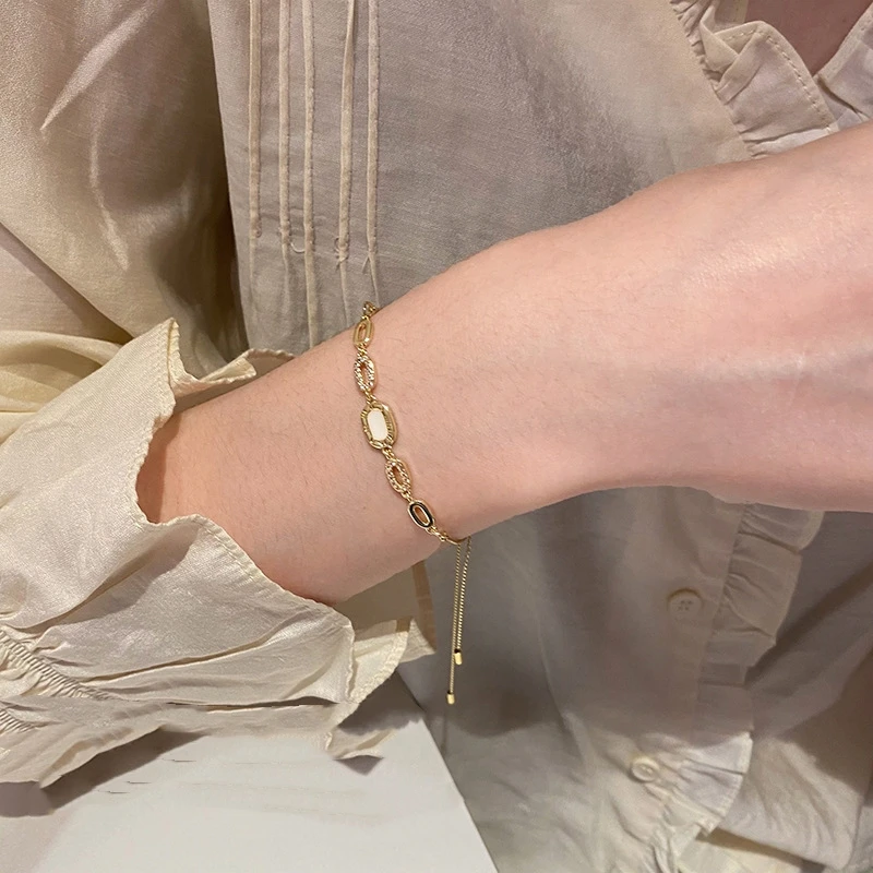 Zircon Bracelets for Women Square 18K Gold Plated Adjustable Party Jewelry Gifts Luxury Elegant Gold Color