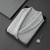100% Class A Goat Cashmere Coat Men's Blue Fruit Neck Double breasted Knitted Cardigan Autumn Winter Warm Long Sleeve V-Neck Top 3