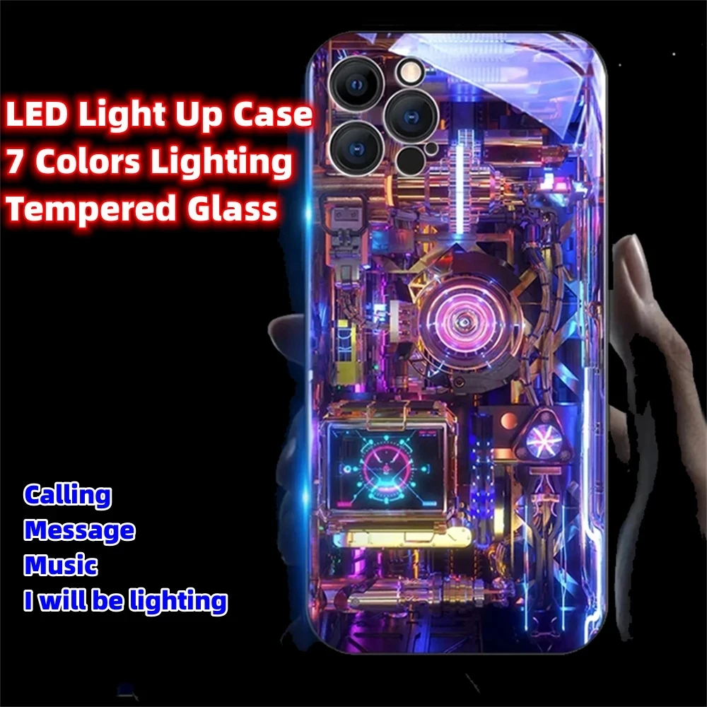 

Luxury Circuit Design Incoming LED Light Up Flash Phone Case For iPhone 15 14 13 12 11 Pro Max Mini X Xs Xr 7 8 Plus SE2020