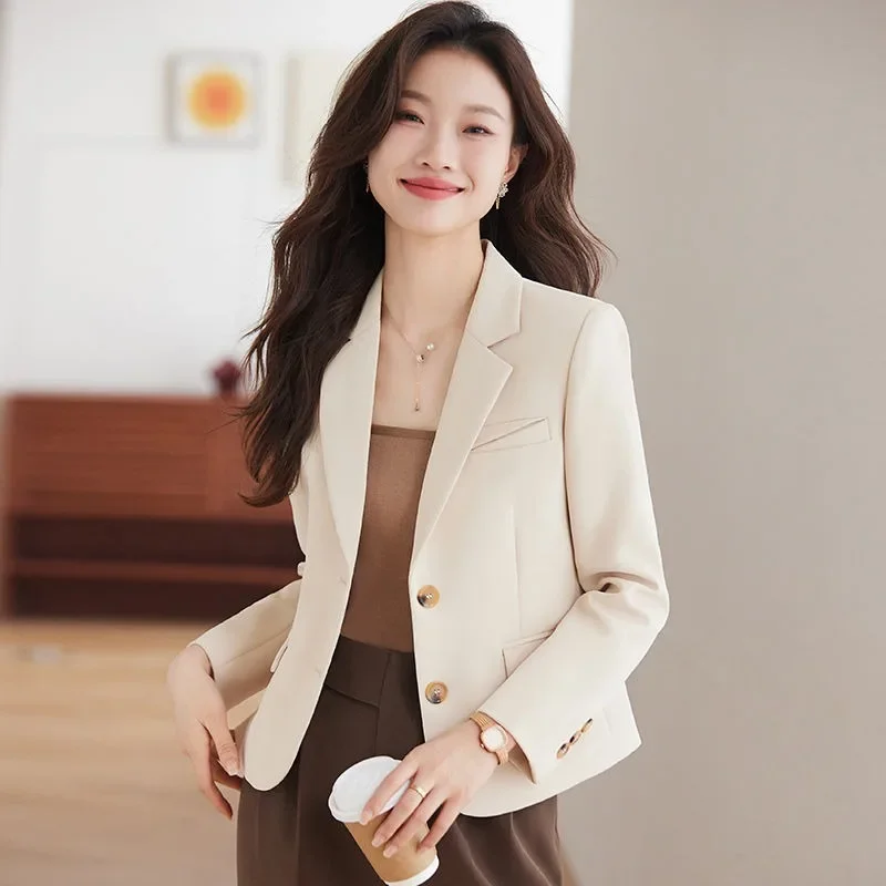 

Женский блейзер для отдыха, весенне-осенний короткий Универсальный пиджак, модная облегающая верхняя одежда в Корейском стиле