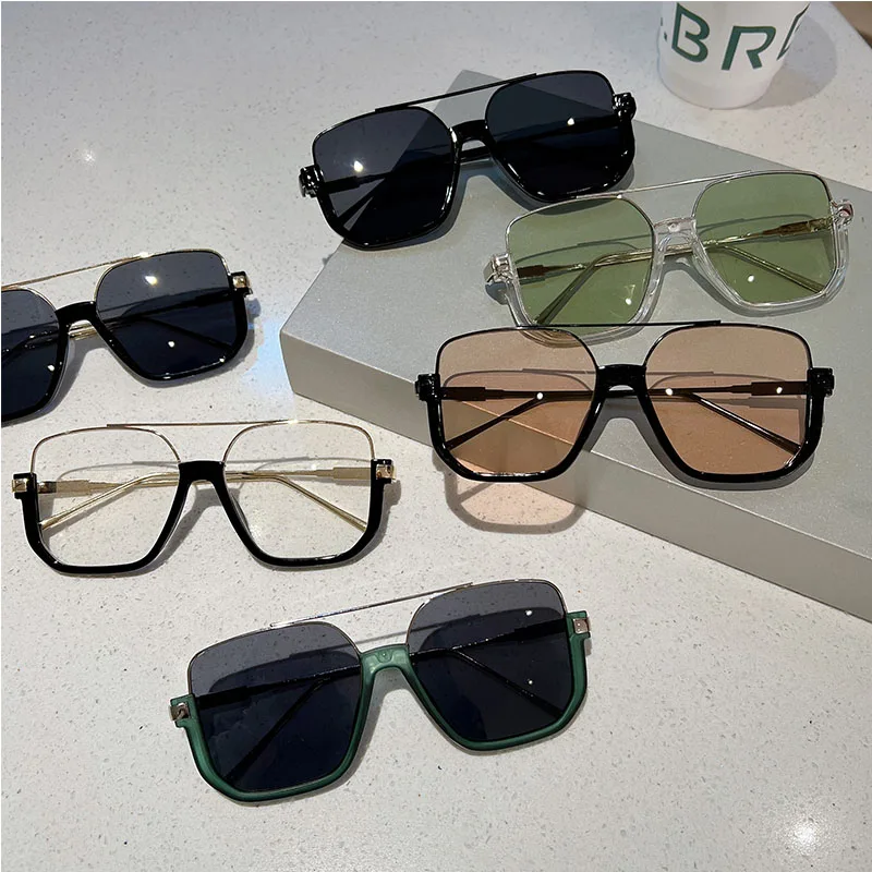 KAMMPT Vintage Oversized Sunglasses Fashion Men Women Square Shades Eyewear Trendy Ins Popular Brand Design UV400 Sun Glasses - Image 5