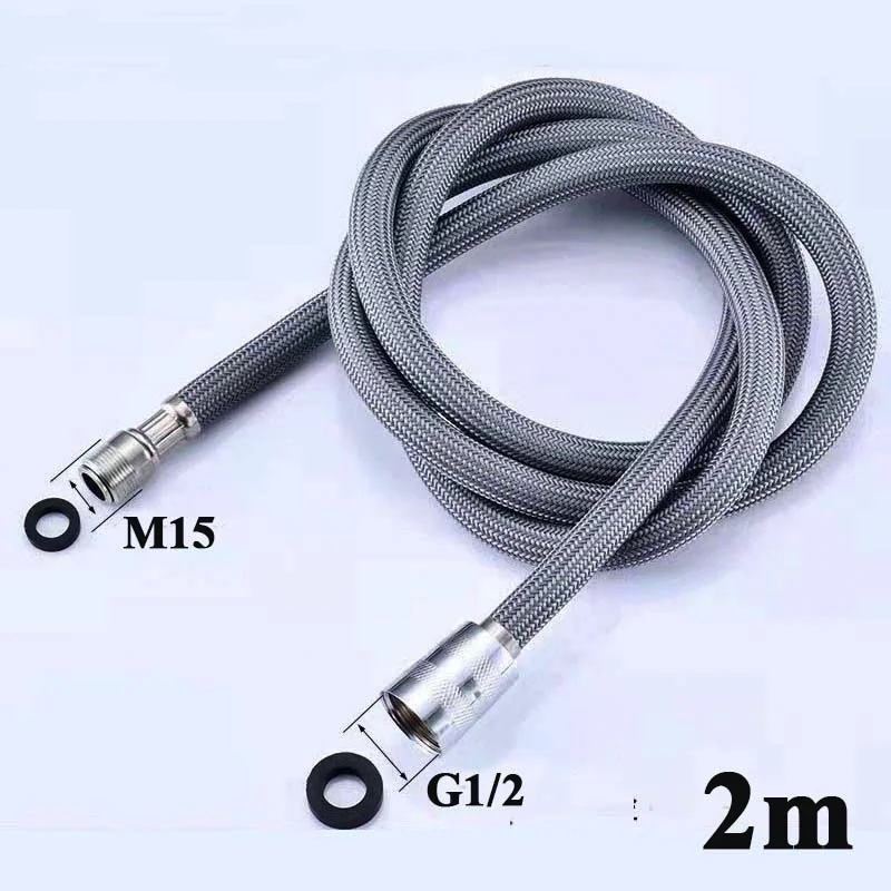 Sleek Black & Gray Nylon Pull-Out Kitchen Faucet Hose