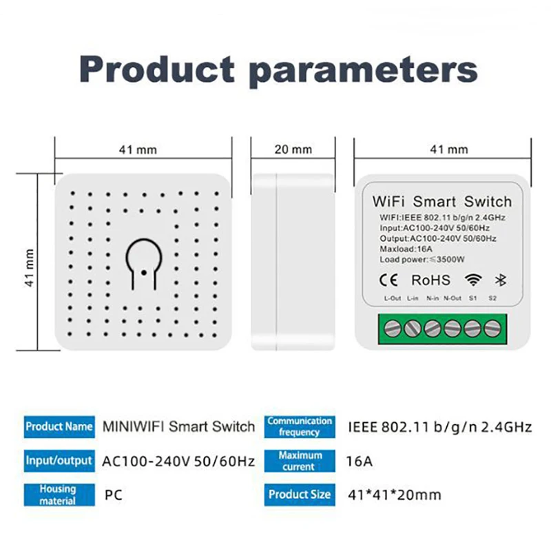 Interruptor Breaker Wifi 40a 2 Polos Protector Aut Sobrecarga Ewelink