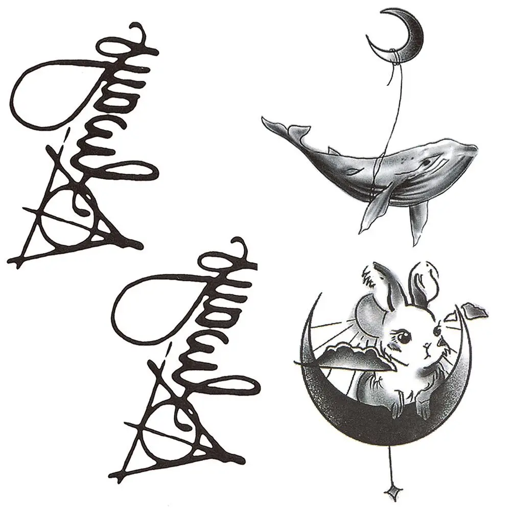 Simulation Whale Moon Student Male and Female Temporary Tattoos Tattoo Stickers Couples