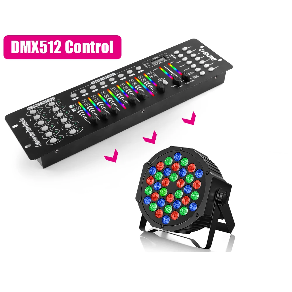 U'King 4PCS 36LED Par Light DMX512 RGB LED Uplights Battery