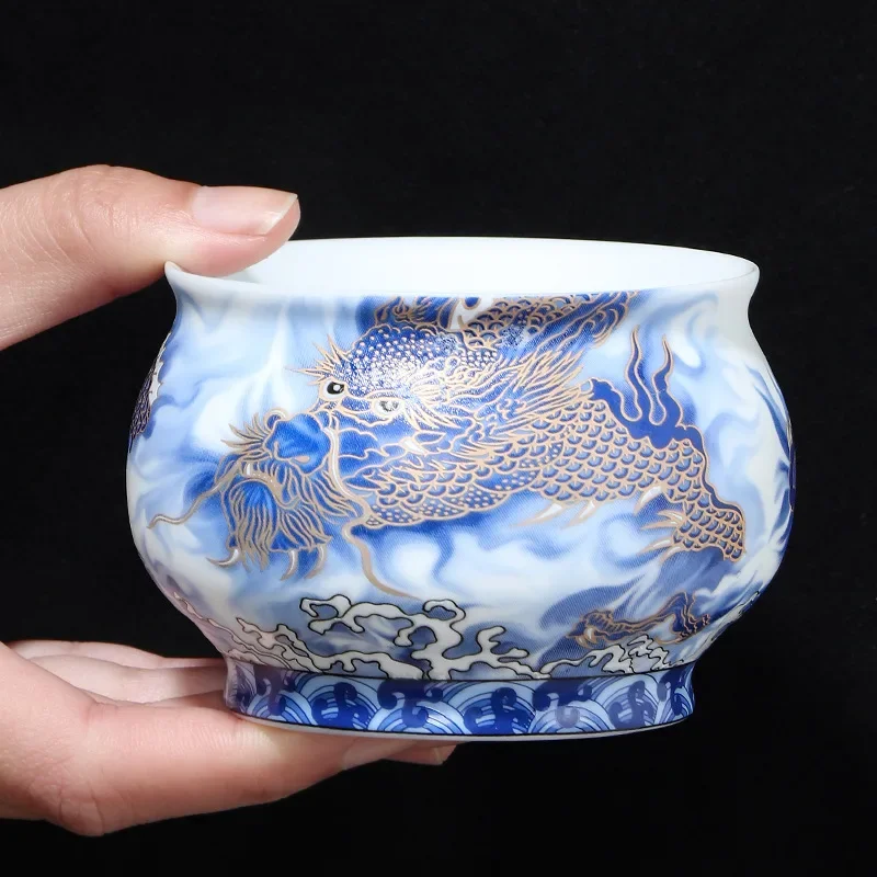 Handmade Ceramic Teacup Ice Jade Porcelain Dragon Shengshi Teacup Office Personal Cup Business Gift tea cup