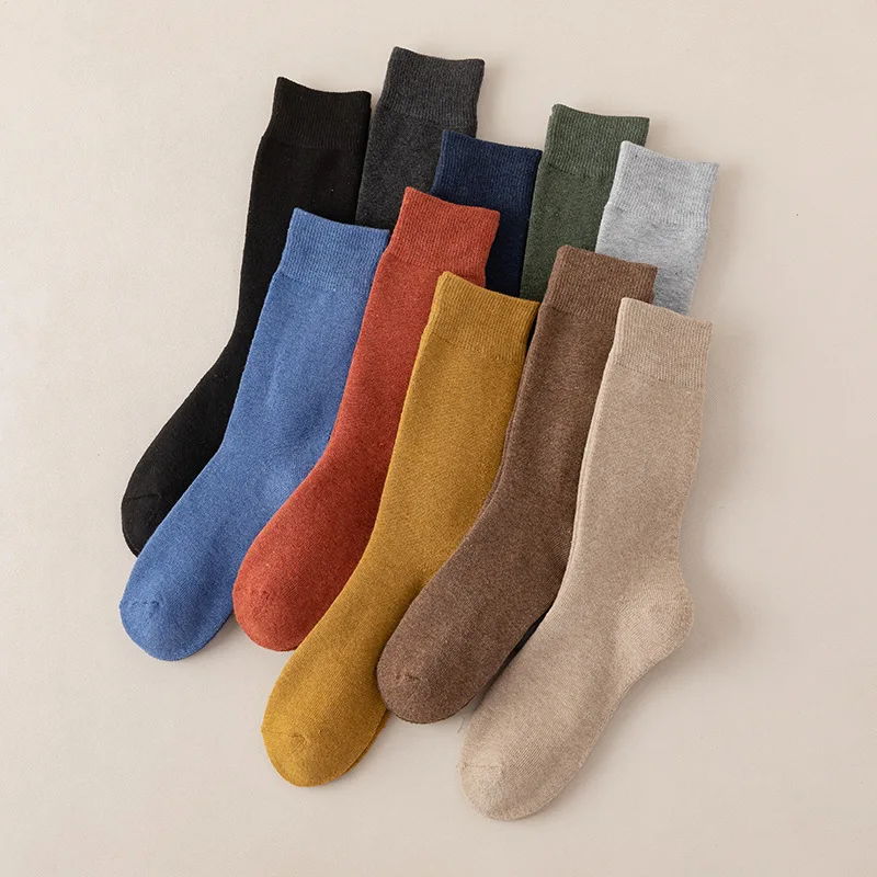 

3 Pairs Autumn Winter Men's Terry Socks Warm Thick Socks Men's Velvet Solid Color Warm Socks