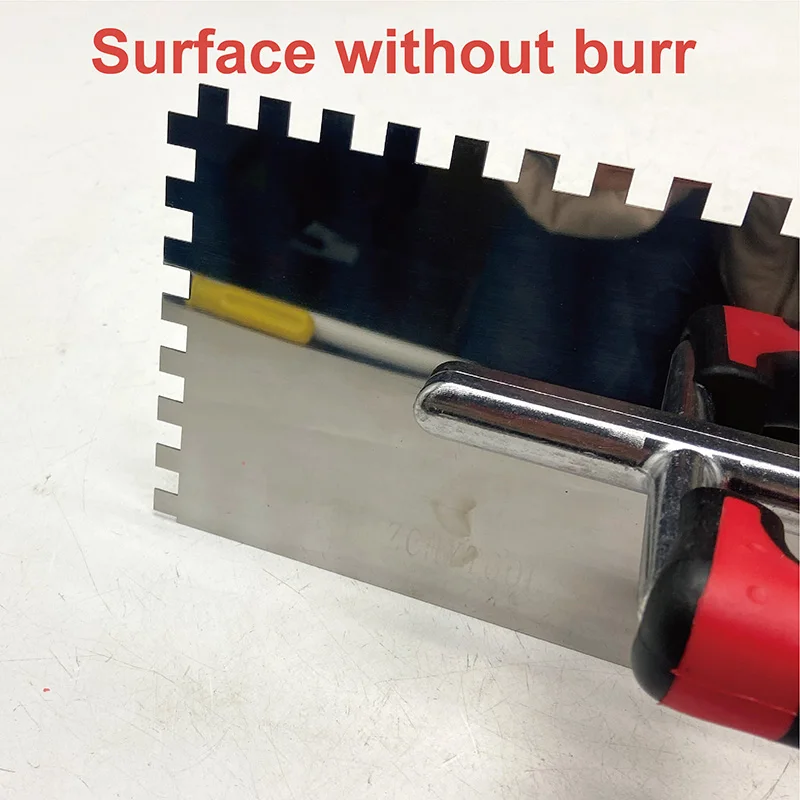 30x13cm Stainless Steel Trowel Notched Smooth Spatula Ergonomic Grip Wall Tiling Plastering and Construction