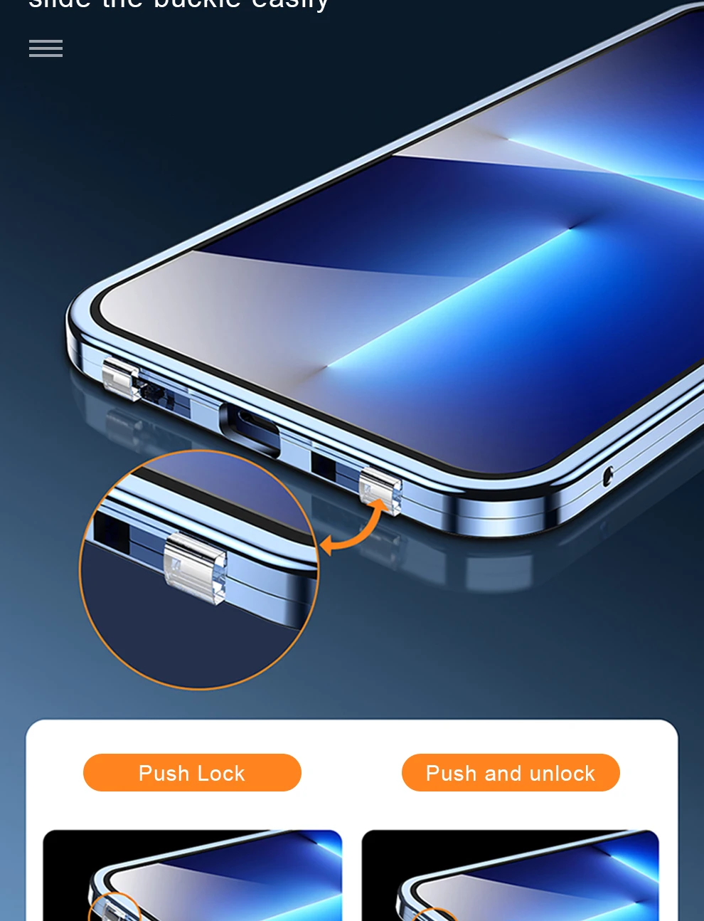 360° Metal Magnetic Double Sided Glass Cover With Lens Protection For IPhone16 14 15 Pro Max For IPhone13 12 11 Double Lock Case
