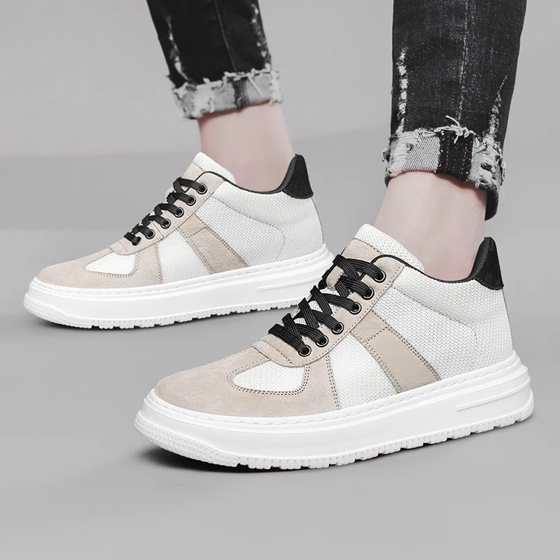 Spring New Men's Invisible Inner Heightening Hollow Shoes Small White Sneakers Korean style Trendy Versatile Casual Sports Shoes