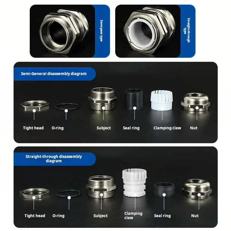 1PCS Brass Nickel Plated Metal Cable Waterproof Joint Gland 304 Stainless Steel Sealed Explosion-proof Gland Stuffing Box