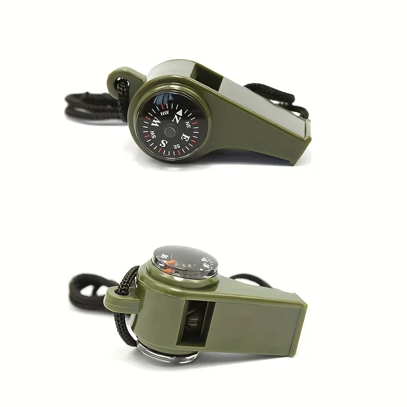 Survival whistle 10pc 3-In-1 Emergency Survival Whistle Compass Thermometer Camping Hiking Outdoor Tools Referee Cheerleading Whistle