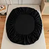 Black Fitted Sheet Home Bed Linen 90x200 Bed Cover with Elastic Band tampa de colchão Double Bedsheet(Pillowcase Need Order) 3