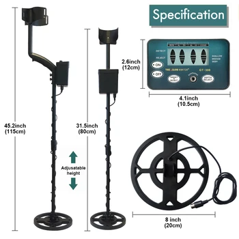Treasure Hunter GT300 Metal Detector Professional High Sensitive Underground Pinpointing Adjustable Tracker Waterproof IP68 4
