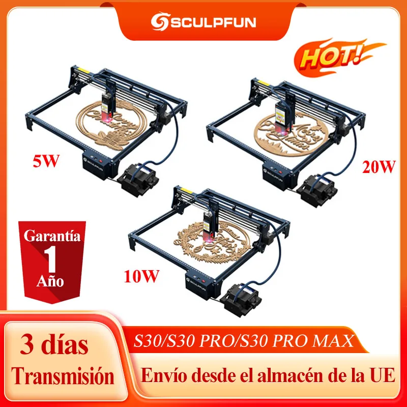 SCULPFUN S30 Pro Max Set Laser Engraver with Automatic Air-assist System  20W Engraving Machine Replaceable Lens Eye Protection