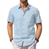 119258-08a0b5.jpg Cotton Linen Shirt Essential Breathable Short-Sleeve Hawaiian Button-Up for Men