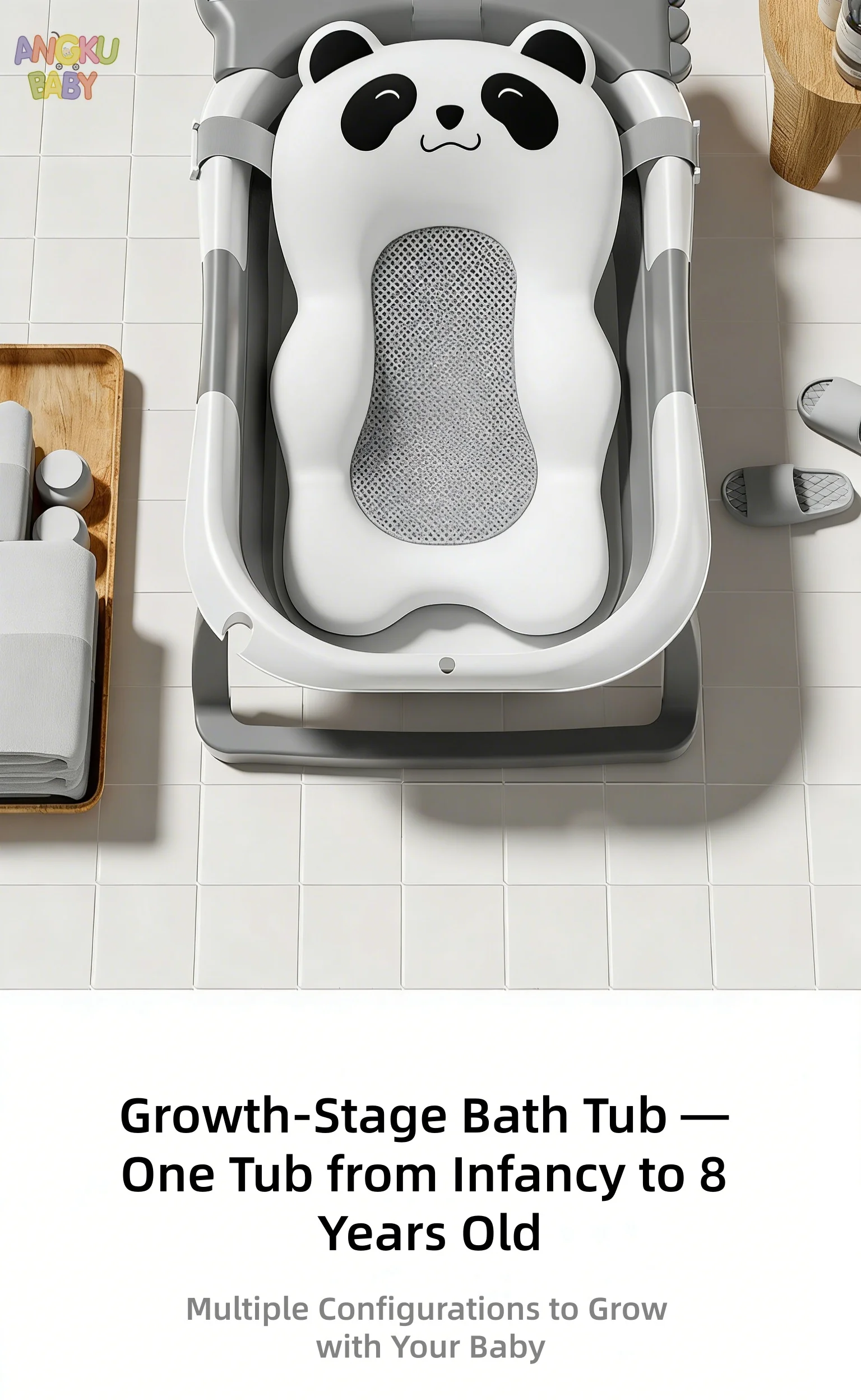 Faltbare Babybadewanne mit Thermometer & Verdickter Badematte, Wanne für 0–36 Monate alte Säuglinge und Kleinkinder Reise-Babybadewanne – Detail 4