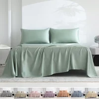 Home 100% Bamboo Flat Sheet 1Pc Luxury Soft Bed Sheet Cover Single Double King Queen Size Bed Sheets Silky (Pillowcase Need Buy) 1