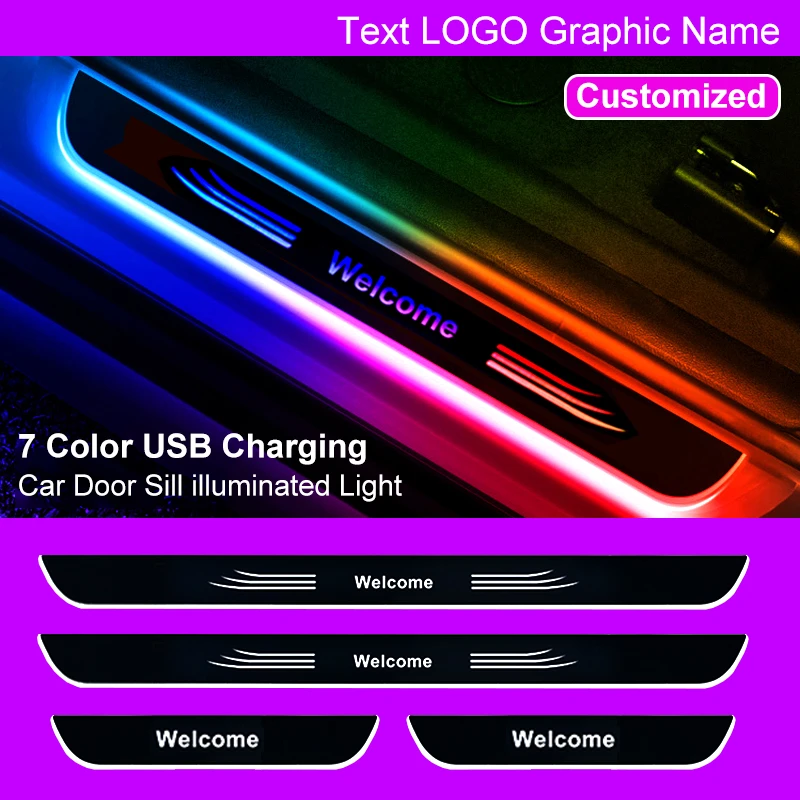 Customisable Text Led Car Door Sill Light Multimode Light Infrared Sensor Controlled