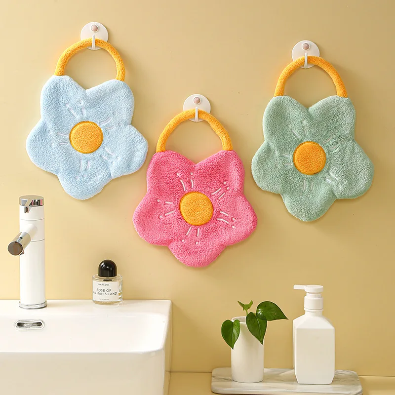 Hanging Kitchen Towe, Unique Embroidery Decorative Soft Microfiber Hand  Towels with Loop for Bathroom Washcloth Absorbent Tie Towel