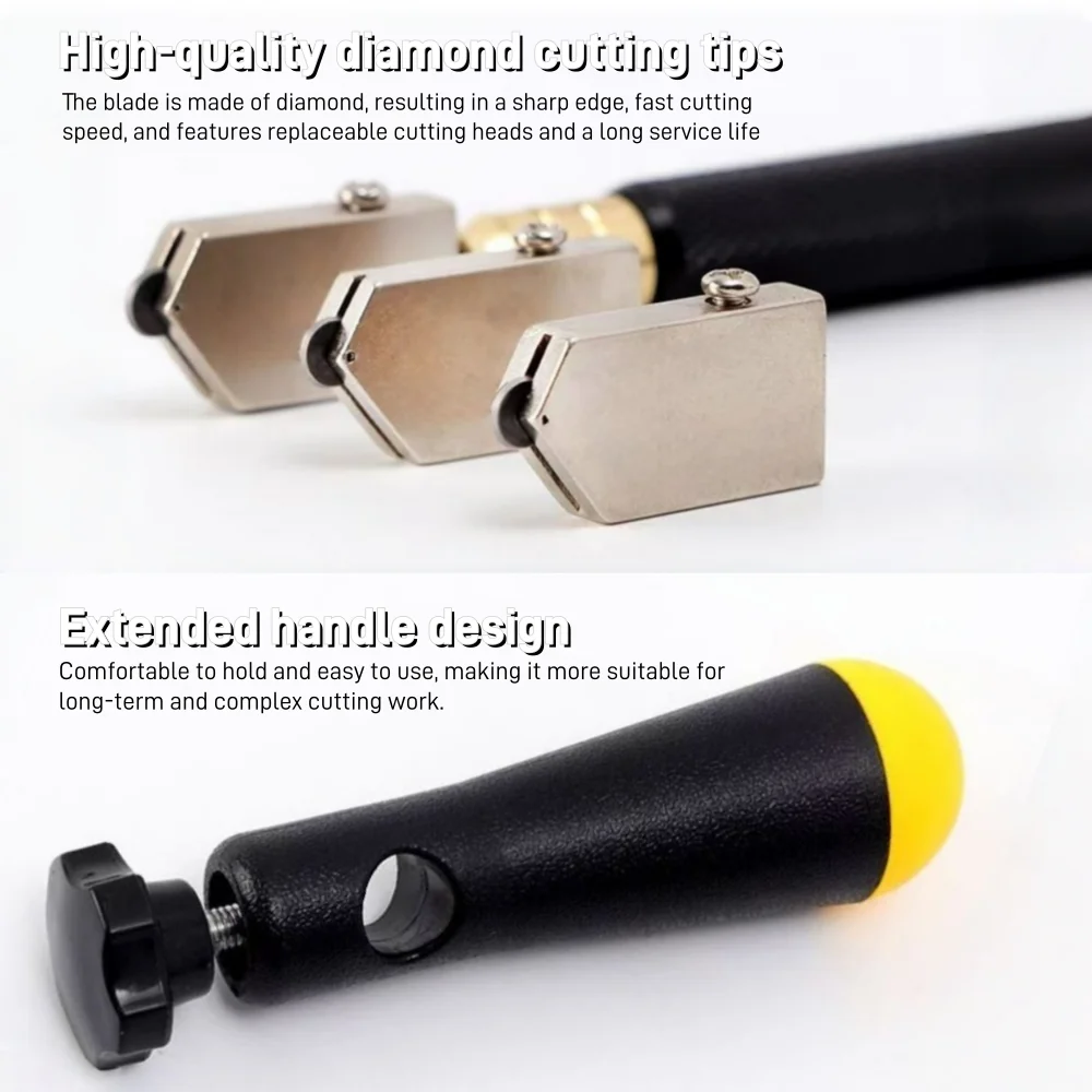 1 세트 175mm 휴대용 전문 유리 커터 미끄럼 방지 핸들 유리 세라믹 타일 커터 블레이드 절단 도구