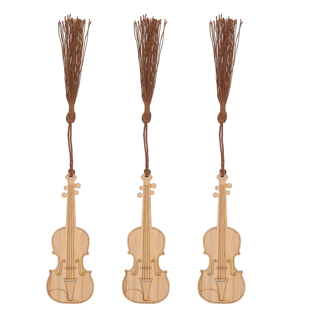 

3 Pcs Musical Instrument Violin Bookmark Campus Labels Tassel Bookmarks for Women