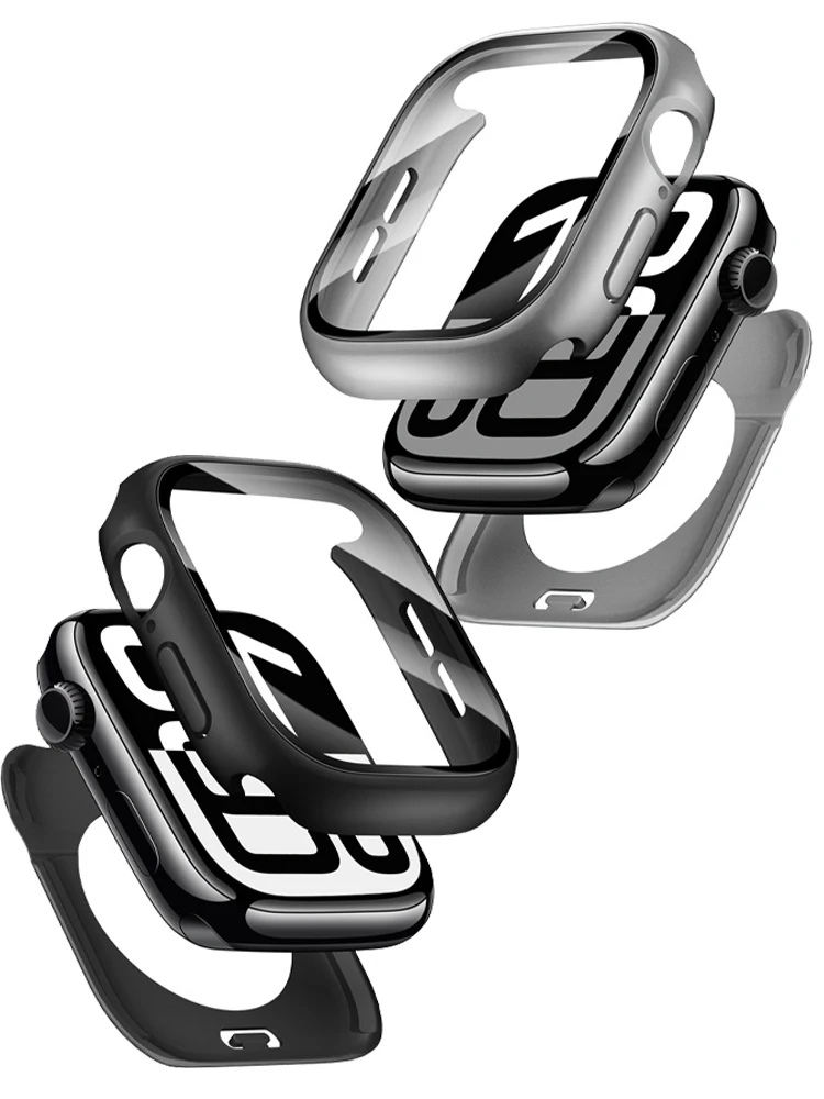 All-in-One Waterproof Apple Watch Protective Case with Tempered Glass Screen Shield