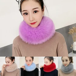 Fashion Plush Faux Fox Fur Scarf Fake Collar Winter Fluffly Shawl Neck Winter Warmer Thick Imitation Furry Fur Collars