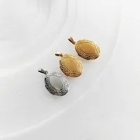 Wholesale 20pc/lot DIY New Oval Ruyi Stainless Steel Color Charms Locket Pendant Jewelry Making Family Memories Festival Gift 1