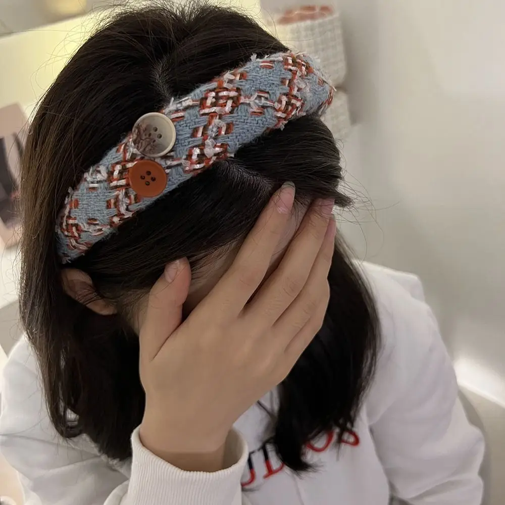 

Gift Headwear Wide Side Button For Female Makeup Headdress Women Hairband Korean Style Headband Hair Accessories Wool Hair Hoop
