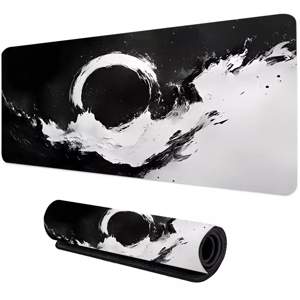 Tapis De Souris XXL Gaming 700x400x2mm – Blanc/gris/noir, Bords Cousus, Base Antidérapante, Lavable