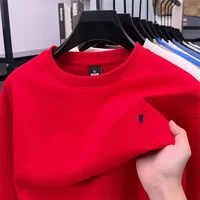 Sweat-shirt à col rond classique décontracté pour homme - Couleur unie, polyvalent, doublé en polaire, coupe ample 4